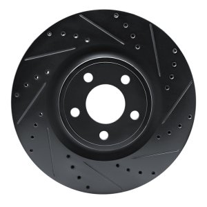 Ford Mustang Brake Rotor (1) - Front Right - R1 Concepts - Drilled & Slotted - Black - `15-`25